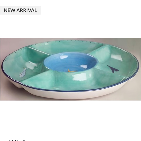 Brushes handpainted Stonemite, Chips & Dip 15” large collectible Serving Platter - Picture 7 of 8